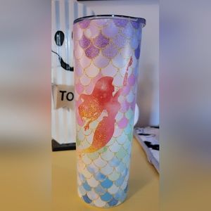 Mermaid Stainless Steel 20 Oz Tumbler with retractable Stainless Steel Straw